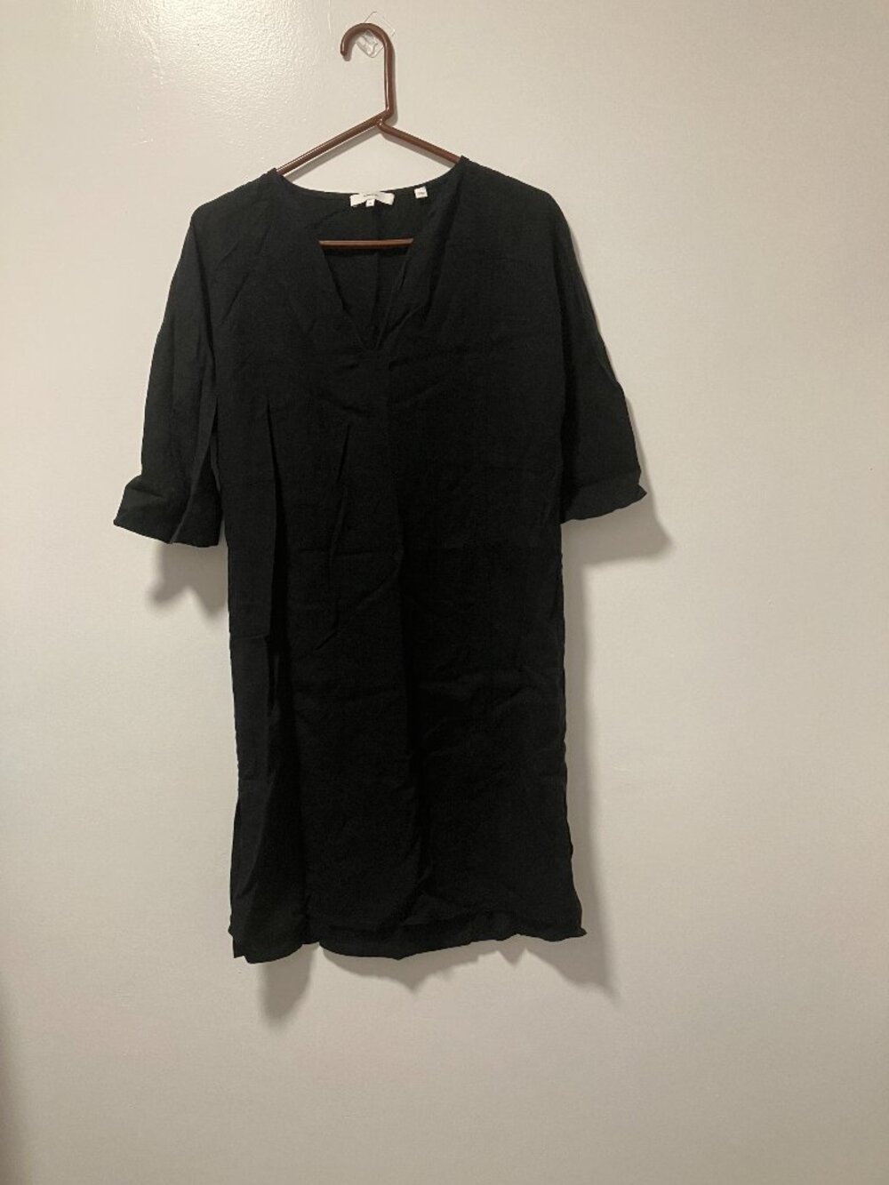 Vince black cover up linen dress xs